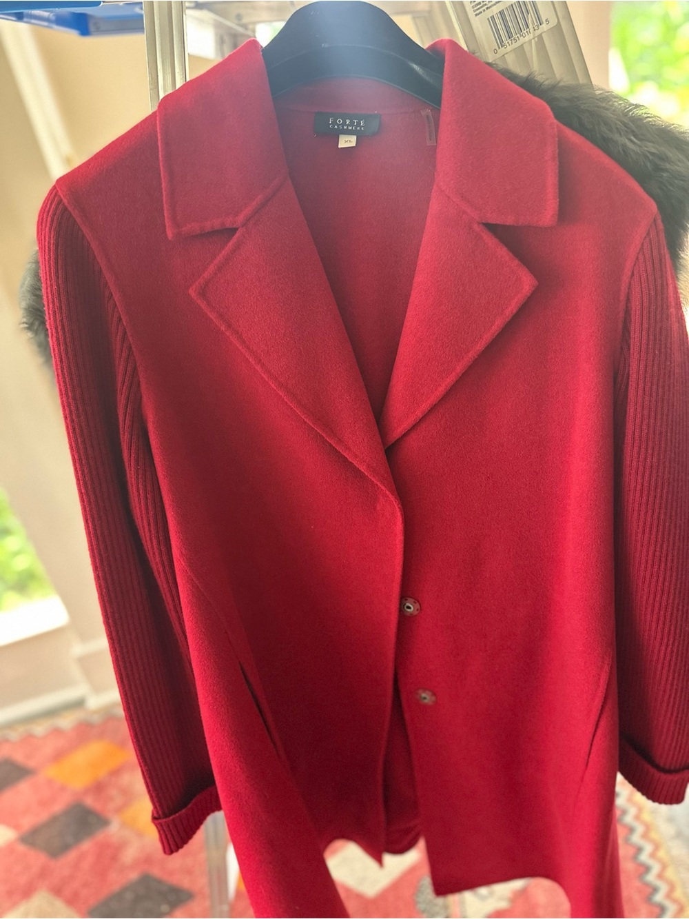Forte Cashmere Red Cashmere Blend Notched Collar Blazer